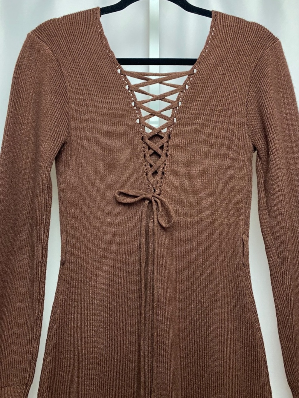 Fashion Nova Womenʻs ChocolateBrown Ribbed Knit Long Sleeve Body Con Jumpsuit XL - Picture 7 of 8